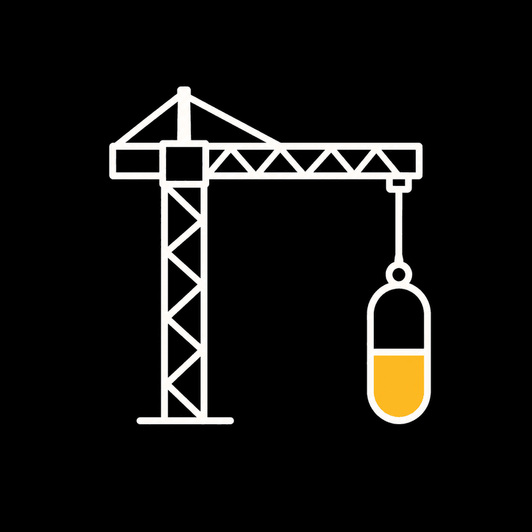 BuildPilled crane lifting a pill